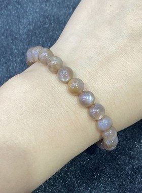 天然金骨干水晶手链女时尚单圈月光太阳石手串饰品礼物百搭小清新