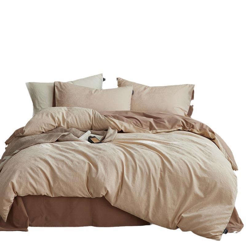 全棉提花大雁纹糯感加厚磨毛三四件套纯棉被套床单亲肤简约床品 - 图3