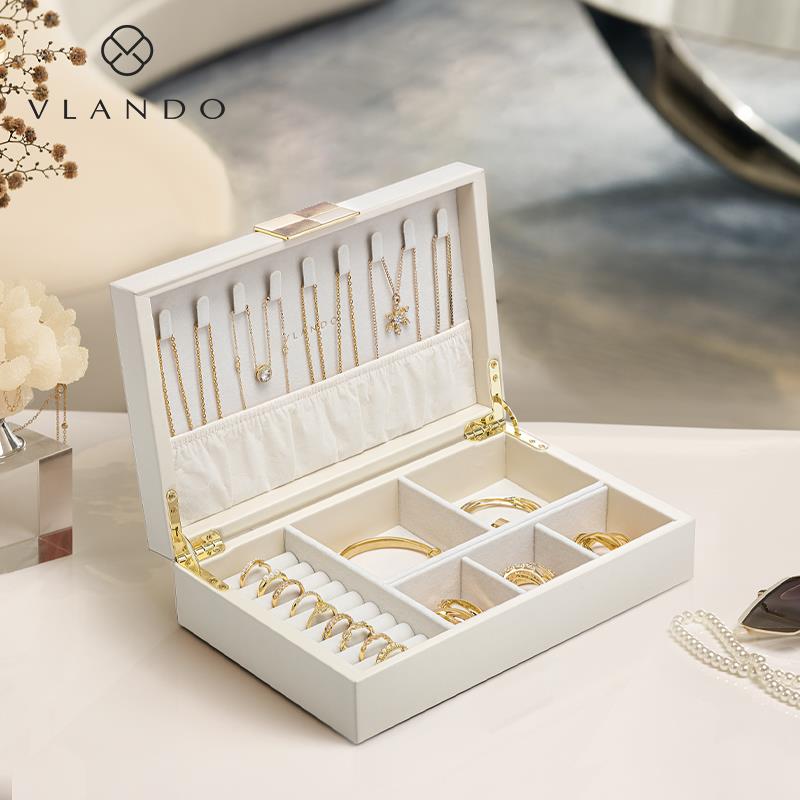 VLANDO唯兰朵首饰盒2025新款精致高档耳环项炼饰品收纳盒生日礼物 - 图1