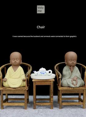 实木雕刻木制工艺品礼品中国古董微型迷你家具客厅装饰小屏幕桌椅