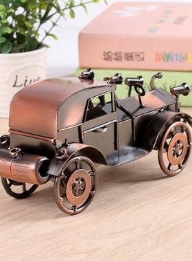金属铁艺老爷车模型家居室内装饰品家装书柜摆件服装店吧台摆设