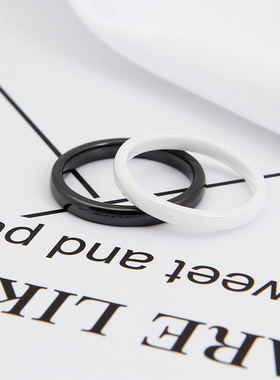 适合手粗的大码戒指胖mm大号胖手陶瓷素圈尾戒时尚个性情侣对戒潮