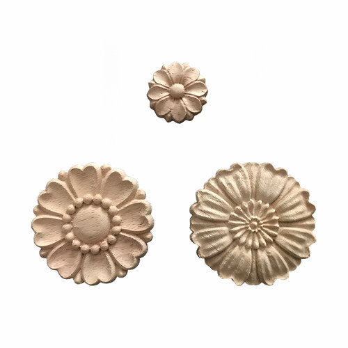 东阳木雕木雕小花实木贴花贴片小角花圆花家具装修贴花 - 图3