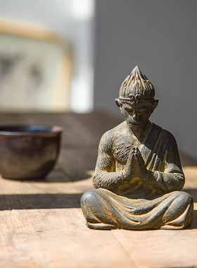 中式禅意斗战胜佛孙悟空齐天大圣猴子手办桌面摆件茶桌茶台茶宠