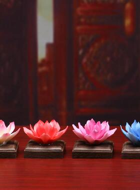 造趣陶瓷手工莲花佛堂佛前供花仿真荷花七色莲花佛具用品装饰摆件