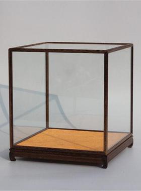 红木玻璃罩 收藏展示柜佛像罩 鸡翅木防尘罩 正方宝笼35-50可定制