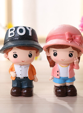 结婚情侣娃娃摆件创意爱情人物卧室装饰品摆设一对可爱玩偶公仔