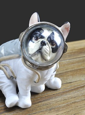 创意美式宇航狗动物装饰摆件 家居样板间太空萌犬桌面摆设 工艺品