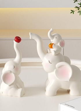 一家三口大象摆件高级感亲子象客厅电视酒柜新房子乔迁礼物装饰品