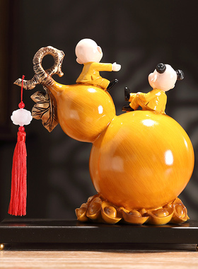 客厅福字葫芦摆件新中式桌面玄关电视柜酒柜装饰品乔迁新居工艺品