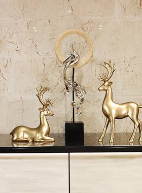 欧式情侣鹿电视柜动物摆件创意工艺品个性礼物客厅酒柜装饰品摆设