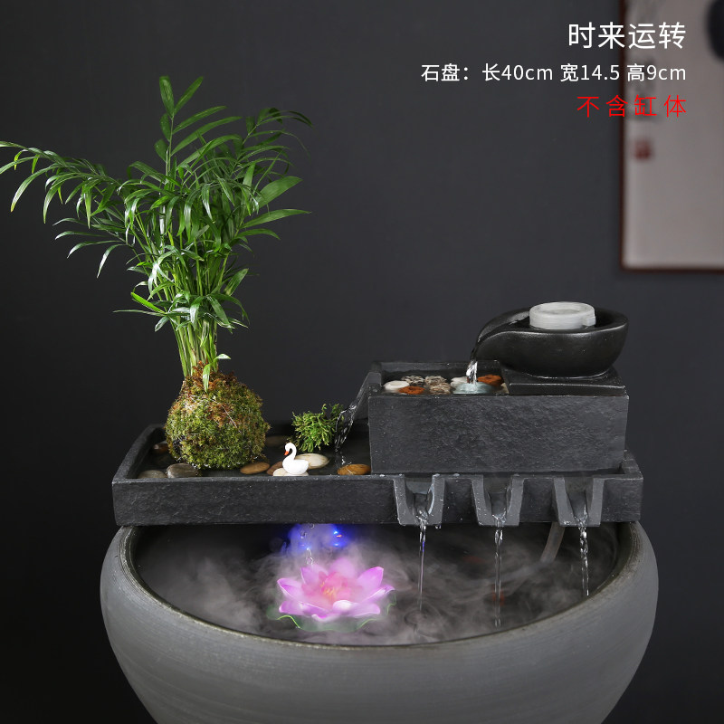 热销人造石鱼缸造景流水器循环系统过滤增氧古法养鱼陶瓷假山装饰 图4