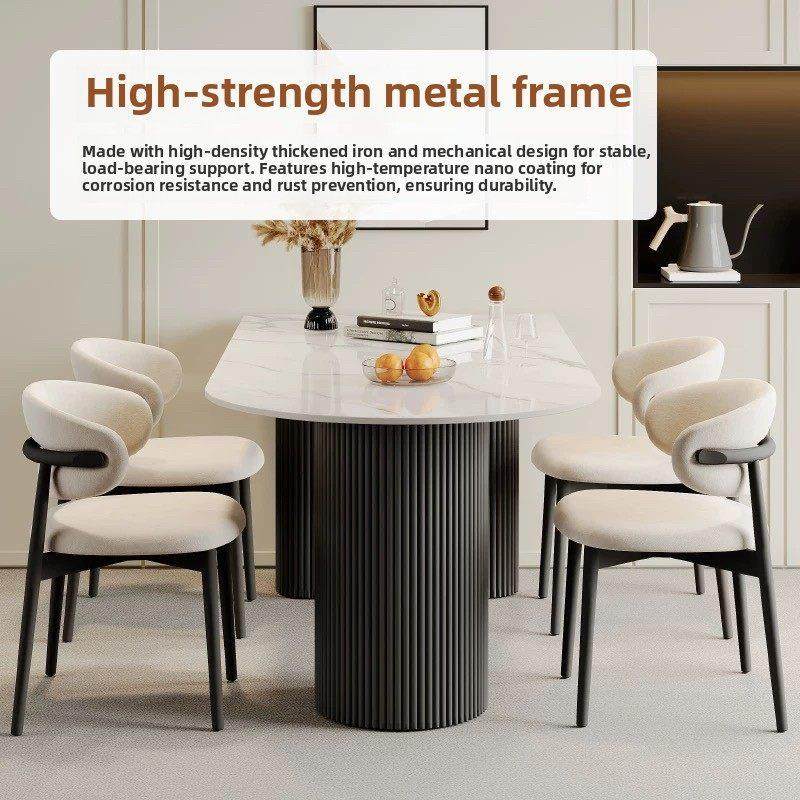 2025新岛石板餐桌和椅子组合无障碍豪华高端小公寓家庭椭圆形餐桌,淘宝优惠券,粉丝福利购,淘宝优惠卷