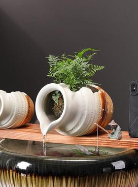 循环水陶罐古养鱼瓷器过滤氧化生态池阳台景观鱼缸装饰摆件