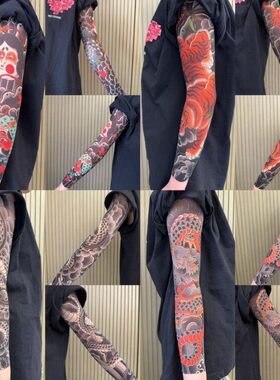 超薄无痕冰袖花臂纹身冰袖防嗮防紫外线袖套男女户外骑行护臂袖套