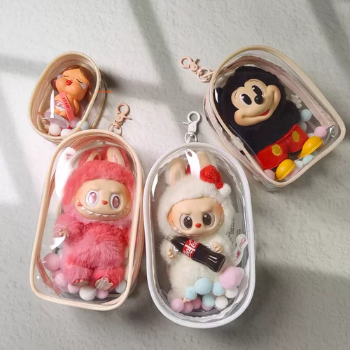 爆款棉花娃娃透明展示外出包labubu防尘收纳大中小号子弹包遛娃包 - 图2