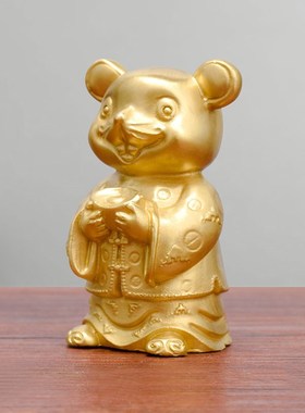 纯铜元宝鼠摆件铜猪铜鼠猪十二生肖鼠招财保平安客厅汽车卧室摆设