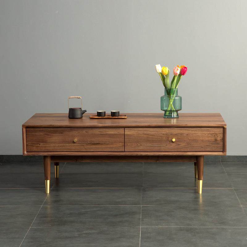 北欧纯实木客厅电视柜茶几组合简约现代小户型黑胡桃白橡原木茶台,淘宝优惠券,粉丝福利购,淘宝优惠卷