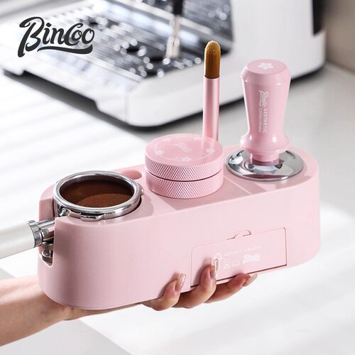 Bincoo粉色咖啡压粉底座套装意式压粉器布粉器收纳座51/58mm通用 - 图3