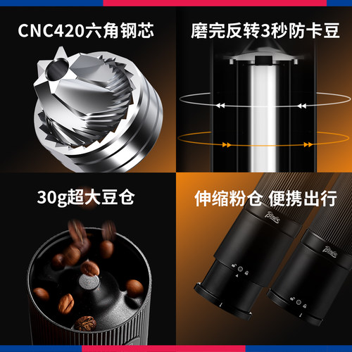 Bincoo DM06电动磨豆机钢芯咖啡豆研磨机便携咖啡磨粉机意式磨豆 - 图2