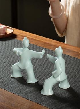 八段锦陶瓷摆饰景德镇新中式功夫太极拳办公室书柜中国风瓷器礼品