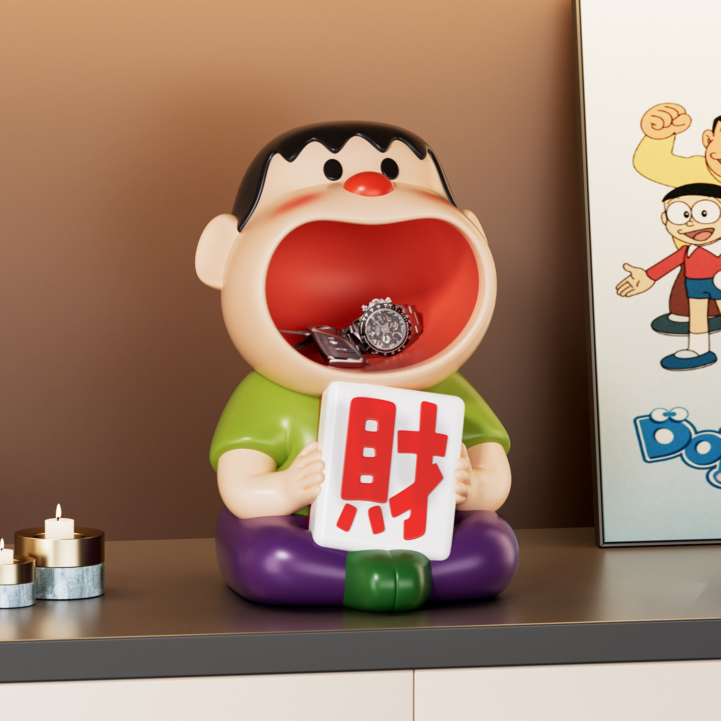 胖虎玄关钥匙收纳摆件卡通客厅电视柜置物架创意新款装饰乔迁新居,淘宝优惠券,粉丝福利购,淘宝优惠卷