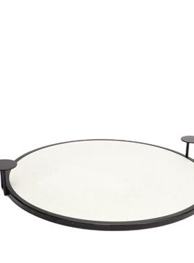 中新式简018约板属圆片把手金托盘样房办公室家居客厅桌面装饰摆