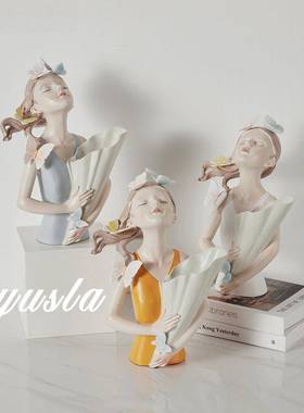 大号棒花女KQA0326孩饰干花瓶摆件萌电视柜插花器餐厅儿童房软装