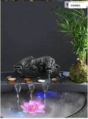 鱼缸水缸造景摆件水循环过滤增族氧饰流水摆陶瓷件装器过滤流水器
