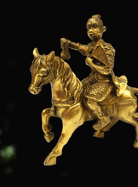 纯铜马摆件马上封侯猴马到成功令旗猴客厅书房办公室桌面装饰礼品