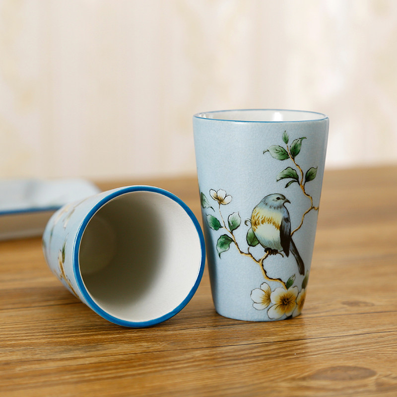 新款中式粉彩工艺高温冰裂陶瓷漱口杯水杯情侣杯咖啡杯马克杯牙具,淘宝优惠券,粉丝福利购,淘宝优惠卷