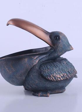 欧美居风格创意KD759大嘴鸟名片盒电树家脂工艺品摆办公桌件视柜