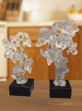 创意透明太湖石摆件太湖石摆居装中家式艺术客厅奢摆件轻风饰装饰