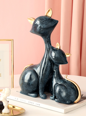 简约北欧风轻奢情侣猫摆件创意客厅玄关家居装饰品小摆设结婚礼物