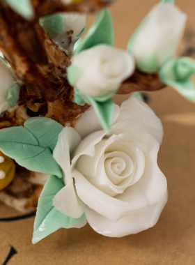 姹紫嫣红手工陶瓷精美瓷花小摆件客厅鱼缸内饰造景沉底沉水装饰品