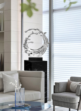 招财水花抽象雕塑玄关装饰品客厅落地摆件样板间软装酒店大堂摆设