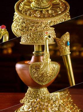 西藏佛具纯铜净水瓶文巴壶贲巴壶灌顶器物尼泊尔工艺宝瓶供瓶大小