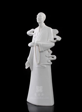 德化陶瓷白瓷弘一法师李叔同立像颜松柳大师人物民国僧工艺品摆件