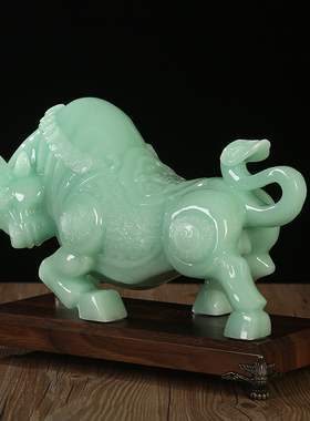 招财玉石十二生肖牛摆件华尔街牛办公室装饰公司店铺开业高档礼品