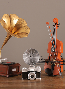 老式复古怀旧铁艺相机摆件模型办公室电视酒柜高档装饰品道具礼物