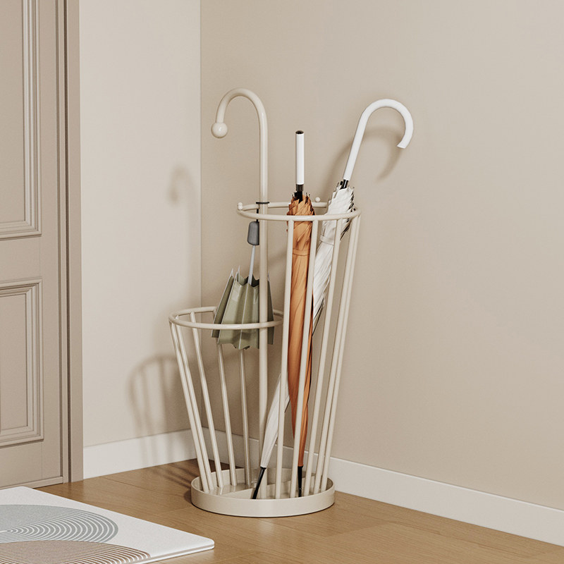雨伞收纳架家用入户门口大容量挂伞架子奶油风铁艺网红墙角放伞桶,淘宝优惠券,粉丝福利购,淘宝优惠卷