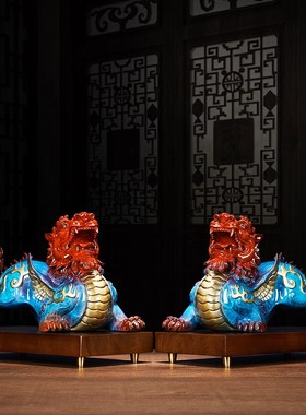纯铜貔貅摆件公母一对旺财聚财貔恘工艺品办公室桌面装饰开业礼品