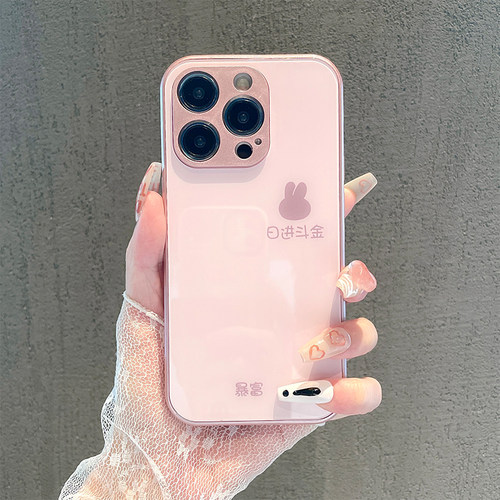 简约暴日进斗金暴富兔子适用苹果16pro手机壳iphone17max小米15华为mate70Pura80nova14reno13K60荣耀200vivo - 图0