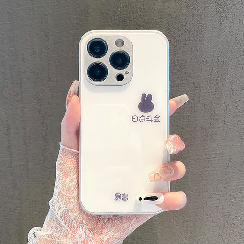 简约暴日进斗金暴富兔子适用苹果16pro手机壳iphone17max小米15华为mate70Pura80nova14reno13K60荣耀200vivo - 图1