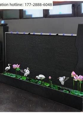 流水墙石材水幕墙屏风室外庭院鱼池背景露台造景假山定制石头摆件