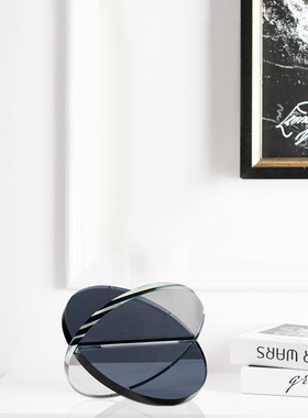 北欧简约玻璃几何水晶工艺品创意轻奢售楼处摆件电视柜酒柜装饰品