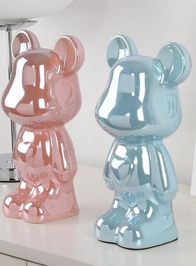 网红暴力熊存钱罐电镀轻奢高档客厅室内房间电视柜家居饰品小摆件