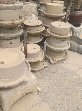 怀旧老物件小石磨推磨石户外摆件装饰道具