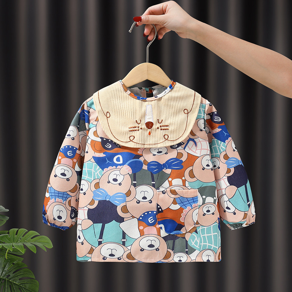 儿童罩衣秋冬灯芯绒防水防脏男童护衣宝宝吃饭围兜婴儿反穿衣围裙,淘宝优惠券,粉丝福利购,淘宝优惠卷