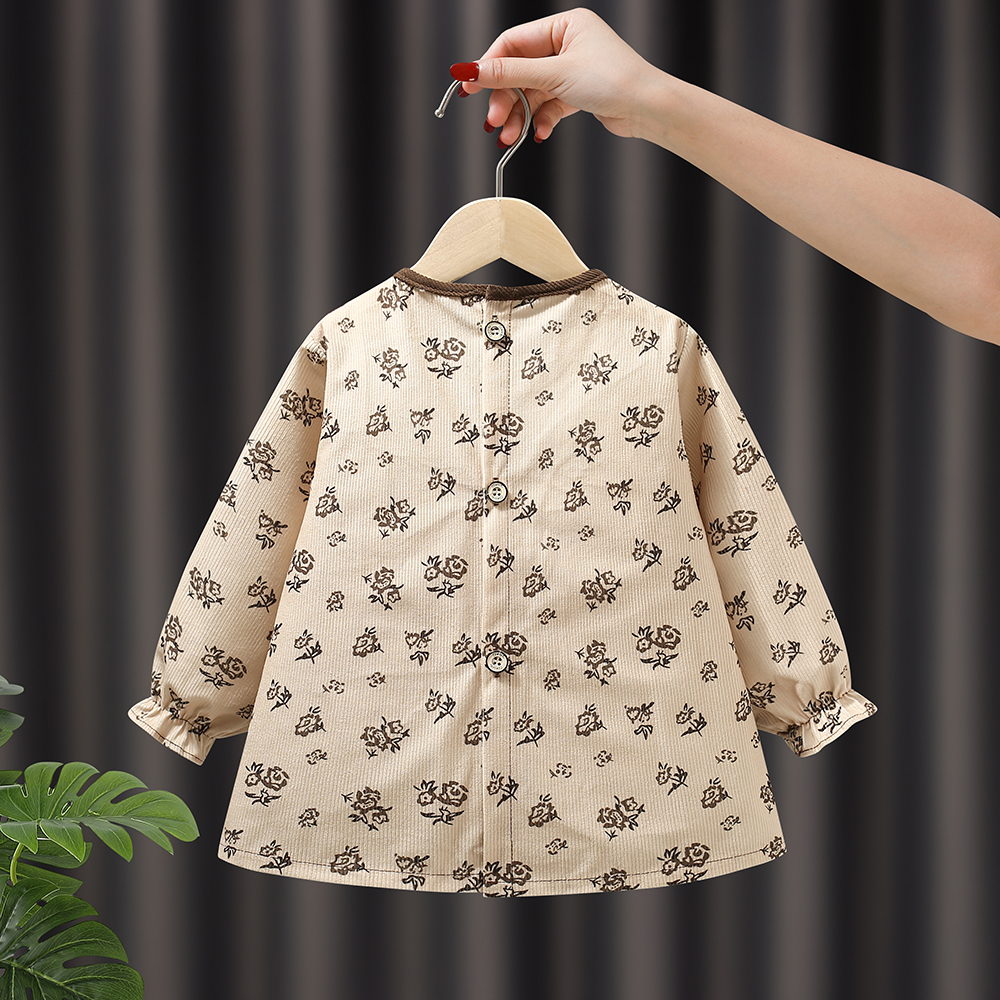 Princess-style corduroy waterproof and dirt-proof children's coveralls